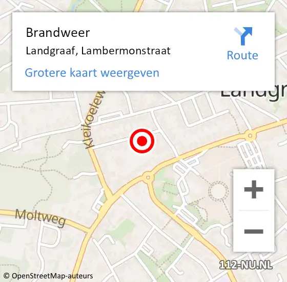 Locatie op kaart van de 112 melding: Brandweer Landgraaf, Lambermonstraat op 12 mei 2014 23:02