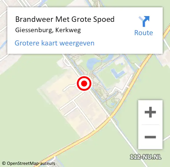 Locatie op kaart van de 112 melding: Brandweer Met Grote Spoed Naar Giessenburg, Kerkweg op 18 juli 2020 05:50