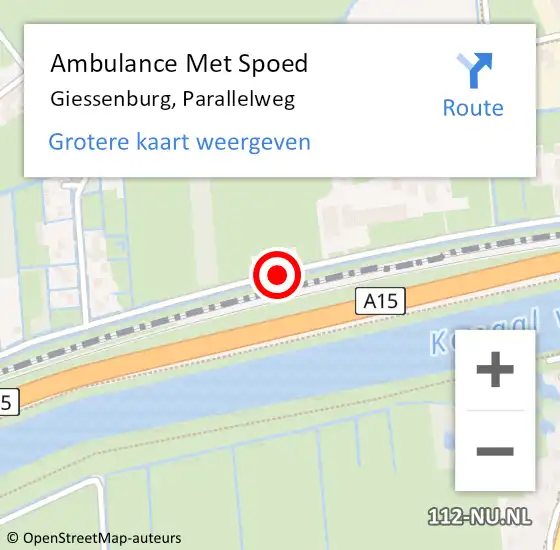 Locatie op kaart van de 112 melding: Ambulance Met Spoed Naar Giessenburg, Parallelweg op 18 juli 2020 05:58