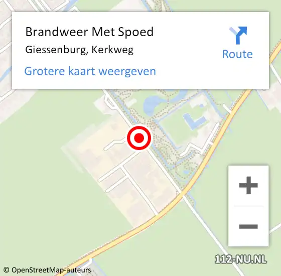 Locatie op kaart van de 112 melding: Brandweer Met Spoed Naar Giessenburg, Kerkweg op 18 juli 2020 05:59