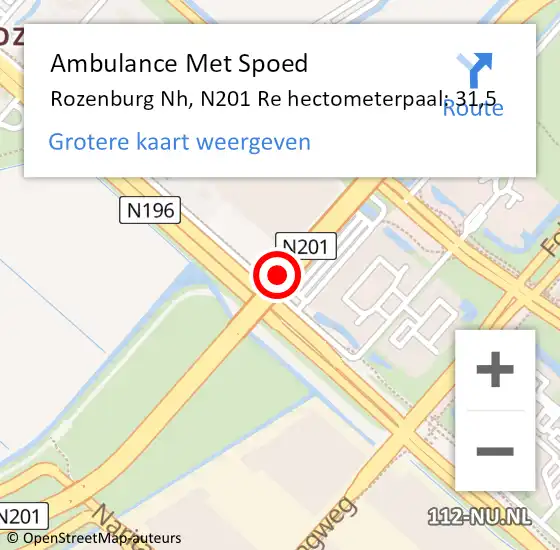 Locatie op kaart van de 112 melding: Ambulance Met Spoed Naar Rozenburg Nh, N201 Re op 18 juli 2020 06:23