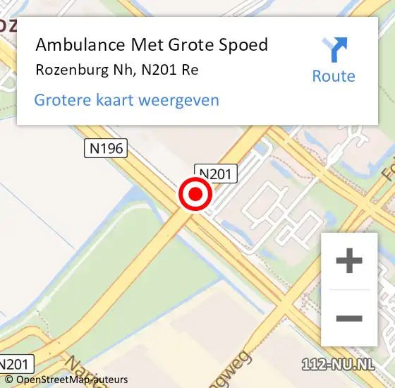 Locatie op kaart van de 112 melding: Ambulance Met Grote Spoed Naar Rozenburg Nh, N201 Re op 18 juli 2020 06:25