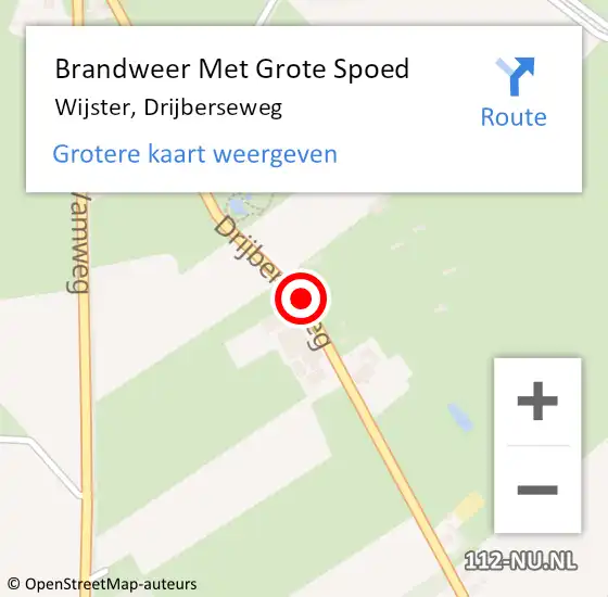 Locatie op kaart van de 112 melding: Brandweer Met Grote Spoed Naar Wijster, Drijberseweg op 18 juli 2020 07:05