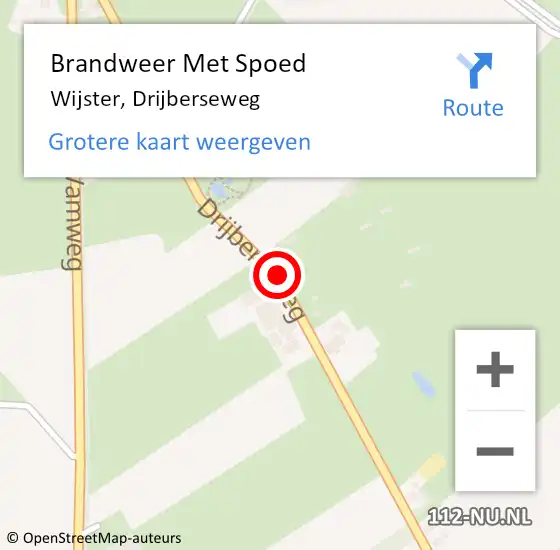 Locatie op kaart van de 112 melding: Brandweer Met Spoed Naar Wijster, Drijberseweg op 18 juli 2020 07:47