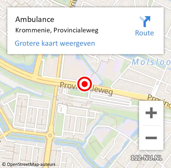 Locatie op kaart van de 112 melding: Ambulance Krommenie, Provincialeweg op 18 juli 2020 09:21