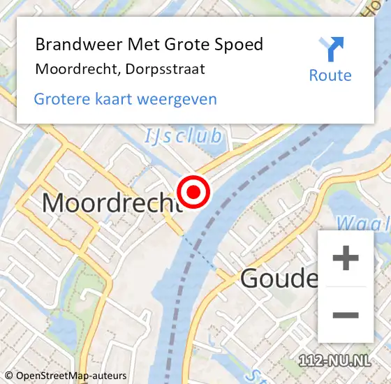 Locatie op kaart van de 112 melding: Brandweer Met Grote Spoed Naar Moordrecht, Dorpsstraat op 18 juli 2020 10:36