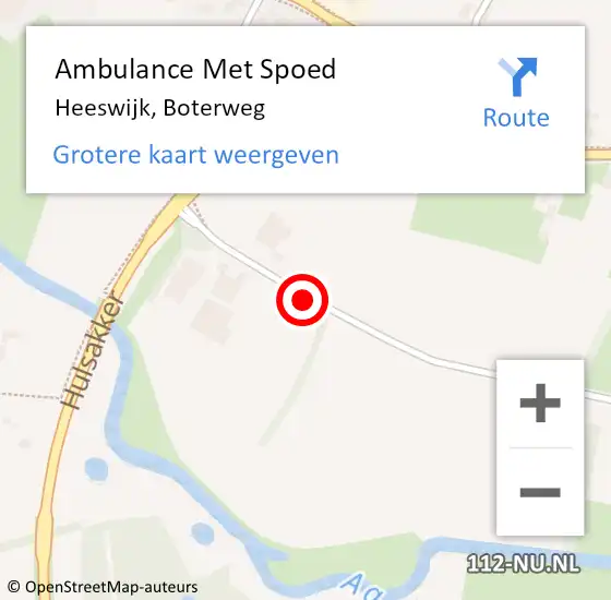 Locatie op kaart van de 112 melding: Ambulance Met Spoed Naar Heeswijk, Boterweg op 18 juli 2020 11:56