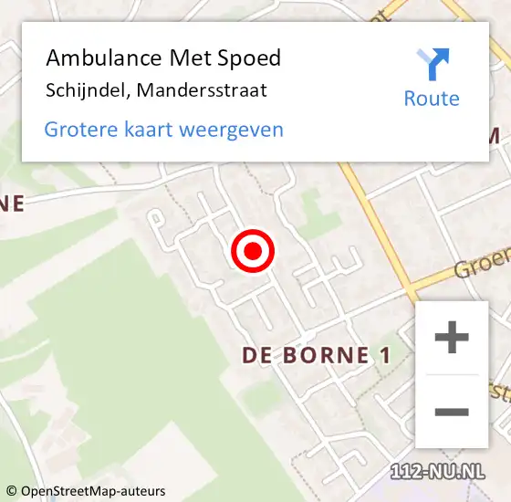 Locatie op kaart van de 112 melding: Ambulance Met Spoed Naar Schijndel, Mandersstraat op 18 juli 2020 12:33
