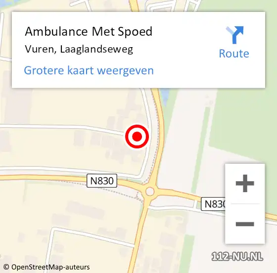 Locatie op kaart van de 112 melding: Ambulance Met Spoed Naar Vuren, Laaglandseweg op 18 juli 2020 12:59