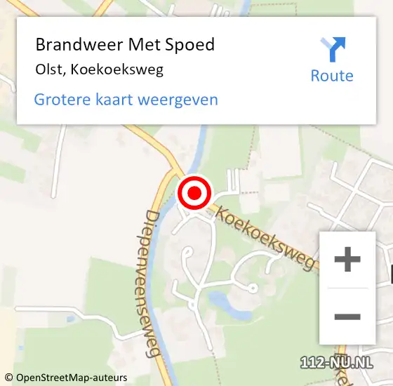 Locatie op kaart van de 112 melding: Brandweer Met Spoed Naar Olst, Koekoeksweg op 18 juli 2020 13:00