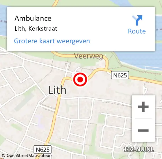 Locatie op kaart van de 112 melding: Ambulance Lith, Kerkstraat op 18 juli 2020 13:30