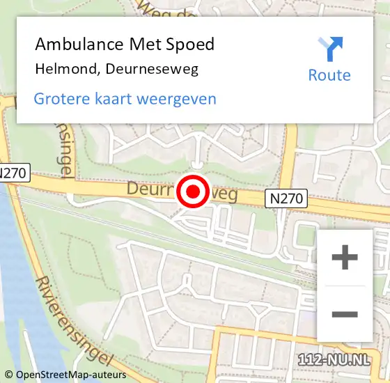 Locatie op kaart van de 112 melding: Ambulance Met Spoed Naar Helmond, Deurneseweg op 18 juli 2020 13:56