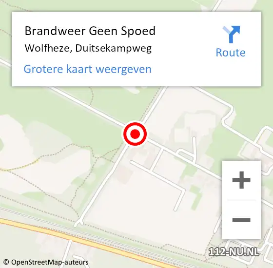 Locatie op kaart van de 112 melding: Brandweer Geen Spoed Naar Wolfheze, Duitsekampweg op 18 juli 2020 14:15