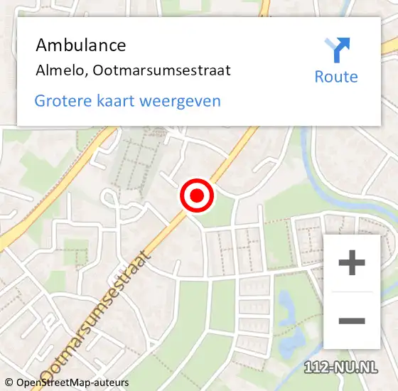 Locatie op kaart van de 112 melding: Ambulance Almelo, Ootmarsumsestraat op 18 juli 2020 14:38