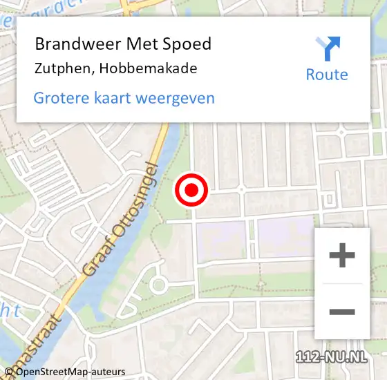 Locatie op kaart van de 112 melding: Brandweer Met Spoed Naar Zutphen, Hobbemakade op 18 juli 2020 15:11