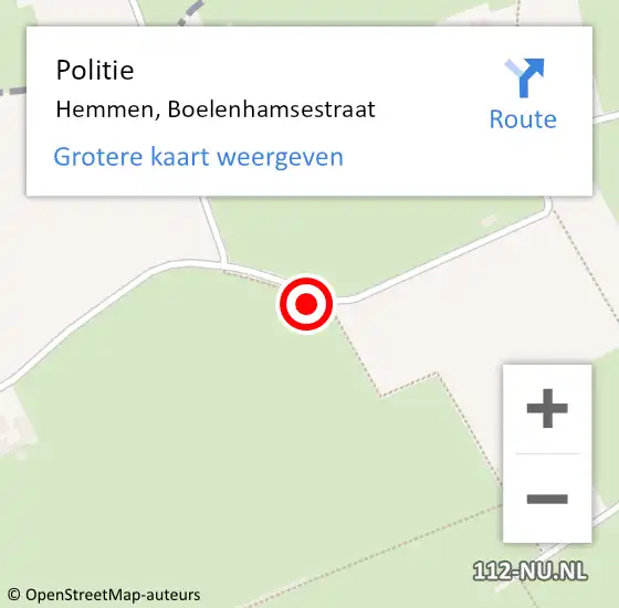 Locatie op kaart van de 112 melding: Politie Hemmen, Boelenhamsestraat op 18 juli 2020 15:15