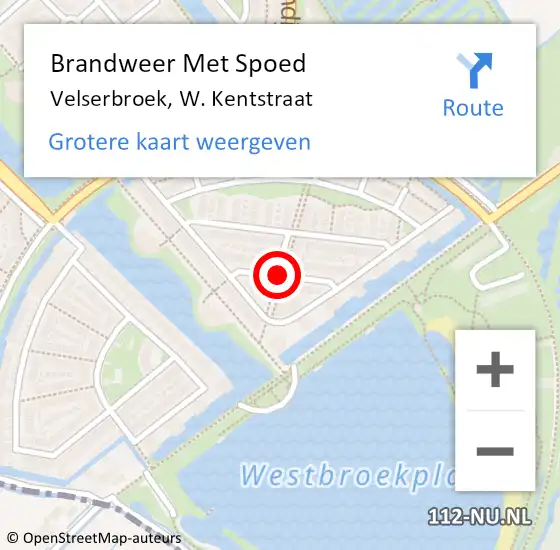 Locatie op kaart van de 112 melding: Brandweer Met Spoed Naar Velserbroek, W. Kentstraat op 18 juli 2020 15:21