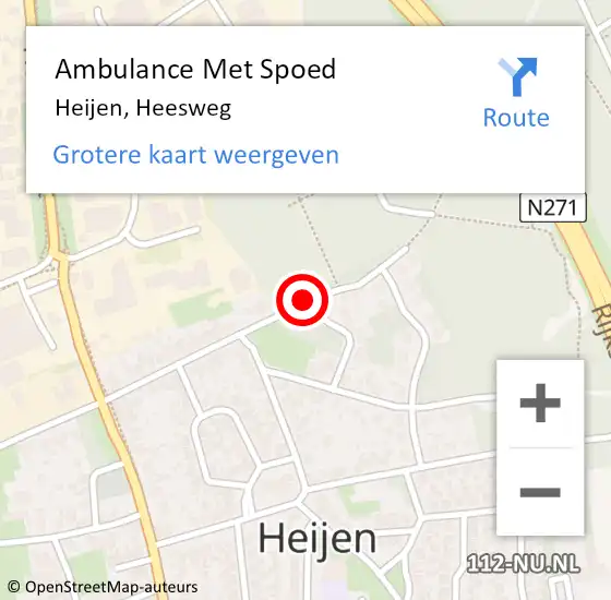 Locatie op kaart van de 112 melding: Ambulance Met Spoed Naar Heijen, Heesweg op 18 juli 2020 15:32