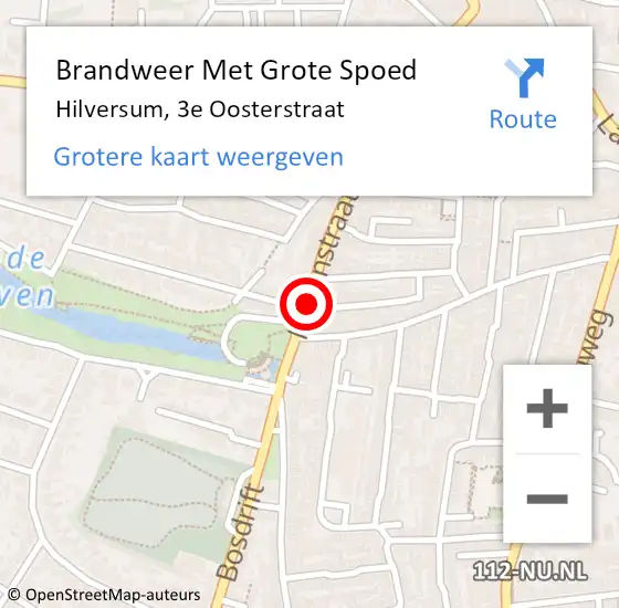 Locatie op kaart van de 112 melding: Brandweer Met Grote Spoed Naar Hilversum, 3e Oosterstraat op 18 juli 2020 16:01