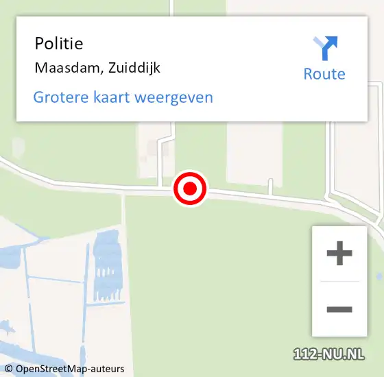 Locatie op kaart van de 112 melding: Politie Maasdam, Zuiddijk op 18 juli 2020 16:13