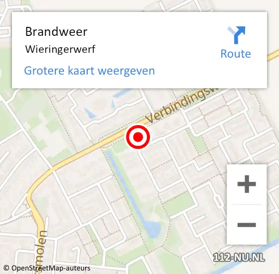 Locatie op kaart van de 112 melding: Brandweer Wieringerwerf op 18 juli 2020 18:00