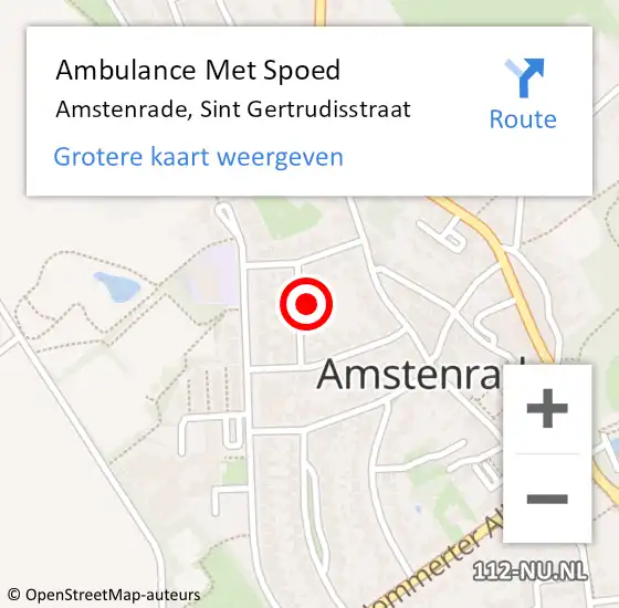 Locatie op kaart van de 112 melding: Ambulance Met Spoed Naar Amstenrade, Sint Gertrudisstraat op 13 mei 2014 01:42