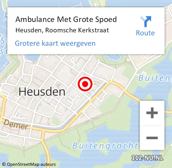 Locatie op kaart van de 112 melding: Ambulance Met Grote Spoed Naar Heusden, Roomsche Kerkstraat op 18 juli 2020 19:16