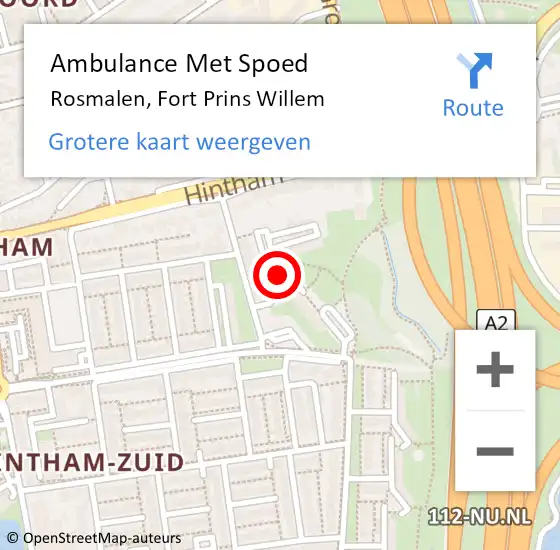 Locatie op kaart van de 112 melding: Ambulance Met Spoed Naar Rosmalen, Fort Prins Willem op 18 juli 2020 21:02