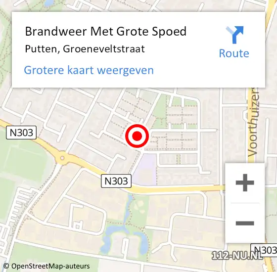 Locatie op kaart van de 112 melding: Brandweer Met Grote Spoed Naar Putten, Groeneveltstraat op 18 juli 2020 21:23