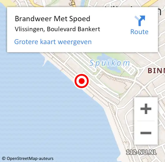 Locatie op kaart van de 112 melding: Brandweer Met Spoed Naar Vlissingen, Boulevard Bankert op 18 juli 2020 21:25