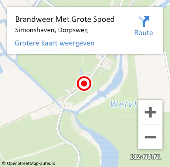 Locatie op kaart van de 112 melding: Brandweer Met Grote Spoed Naar Simonshaven, Dorpsweg op 18 juli 2020 21:39