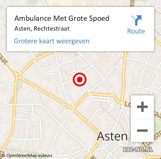 Locatie op kaart van de 112 melding: Ambulance Met Grote Spoed Naar Asten, Rechtestraat op 18 juli 2020 23:02