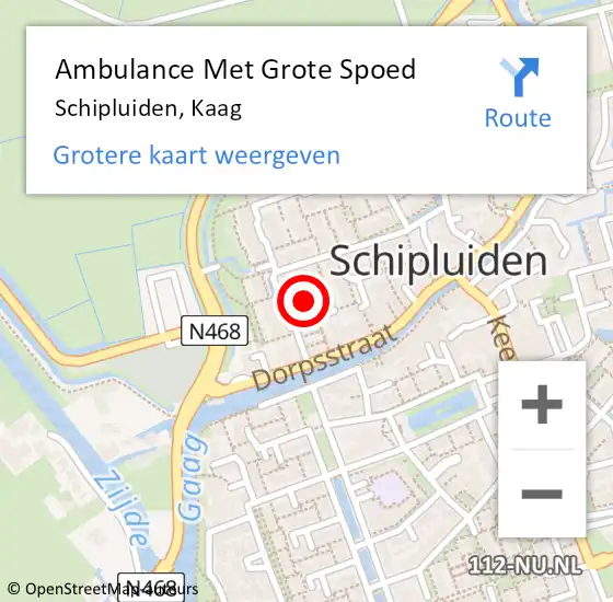 Locatie op kaart van de 112 melding: Ambulance Met Grote Spoed Naar Schipluiden, Kaag op 13 mei 2014 03:01