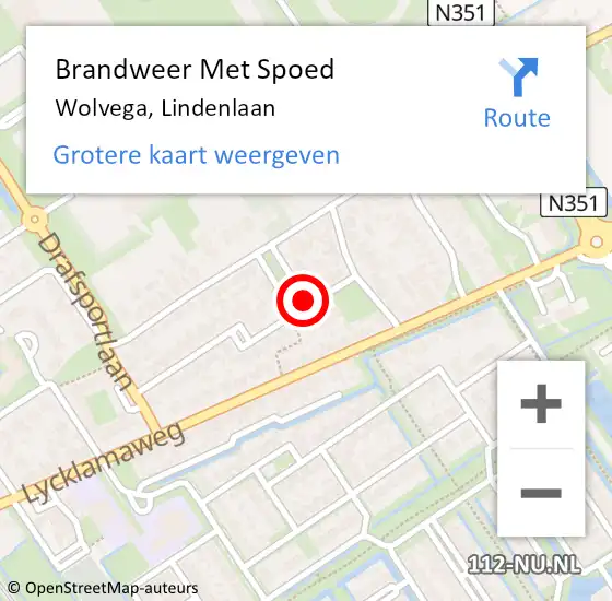 Locatie op kaart van de 112 melding: Brandweer Met Spoed Naar Wolvega, Lindenlaan op 18 juli 2020 23:36