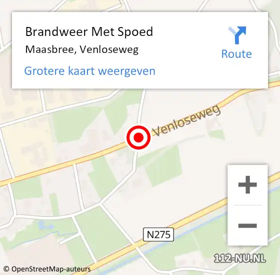 Locatie op kaart van de 112 melding: Brandweer Met Spoed Naar Maasbree, Venloseweg op 18 juli 2020 23:46