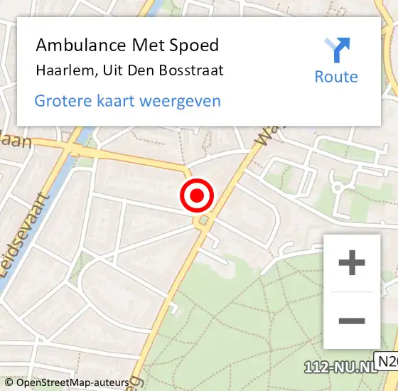 Locatie op kaart van de 112 melding: Ambulance Met Spoed Naar Haarlem, Uit Den Bosstraat op 19 juli 2020 01:31