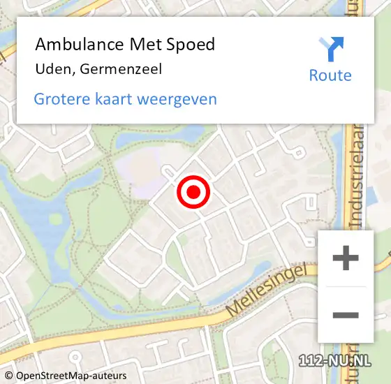 Locatie op kaart van de 112 melding: Ambulance Met Spoed Naar Uden, Germenzeel op 19 juli 2020 02:24