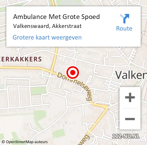 Locatie op kaart van de 112 melding: Ambulance Met Grote Spoed Naar Valkenswaard, Akkerstraat op 19 juli 2020 04:59