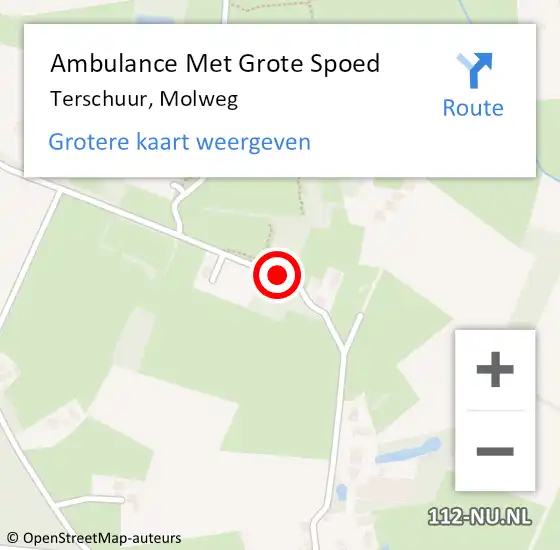 Locatie op kaart van de 112 melding: Ambulance Met Grote Spoed Naar Terschuur, Molweg op 19 juli 2020 05:13