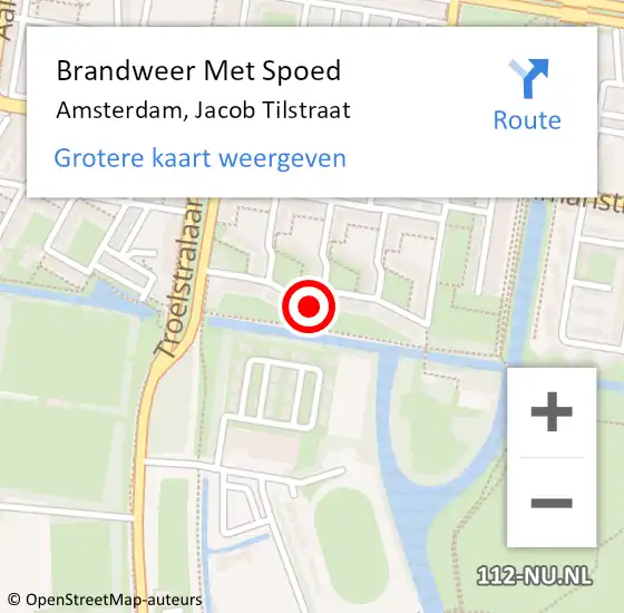 Locatie op kaart van de 112 melding: Brandweer Met Spoed Naar Amsterdam, Jacob Tilstraat op 19 juli 2020 05:25