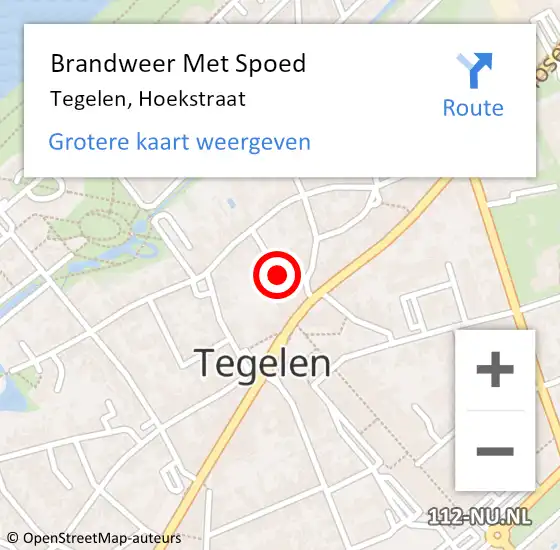 Locatie op kaart van de 112 melding: Brandweer Met Spoed Naar Tegelen, Hoekstraat op 19 juli 2020 06:57