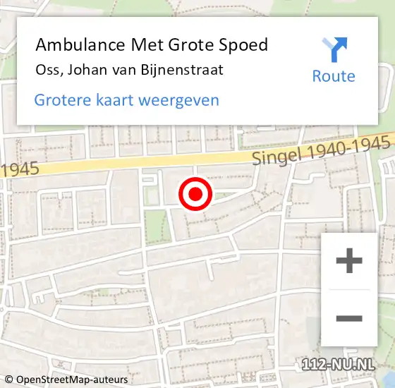 Locatie op kaart van de 112 melding: Ambulance Met Grote Spoed Naar Oss, Johan van Bijnenstraat op 19 juli 2020 07:15