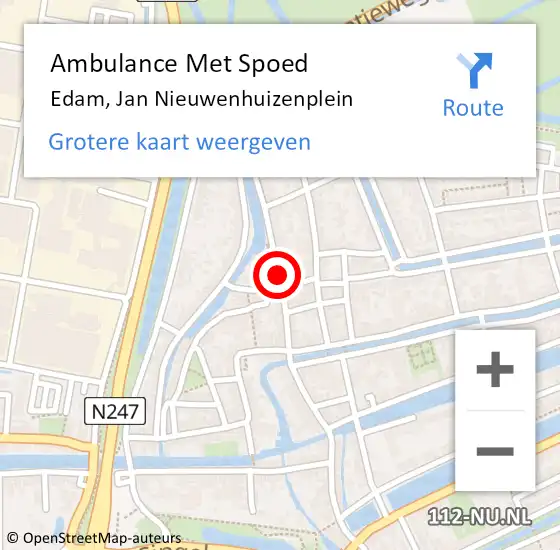 Locatie op kaart van de 112 melding: Ambulance Met Spoed Naar Edam, Jan Nieuwenhuizenplein op 19 juli 2020 09:00