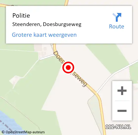 Locatie op kaart van de 112 melding: Politie Steenderen, Doesburgseweg op 19 juli 2020 10:08