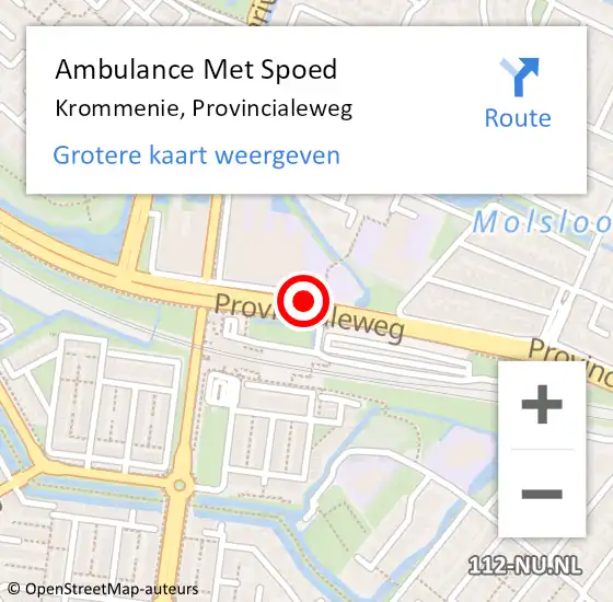 Locatie op kaart van de 112 melding: Ambulance Met Spoed Naar Krommenie, Provincialeweg op 19 juli 2020 11:25