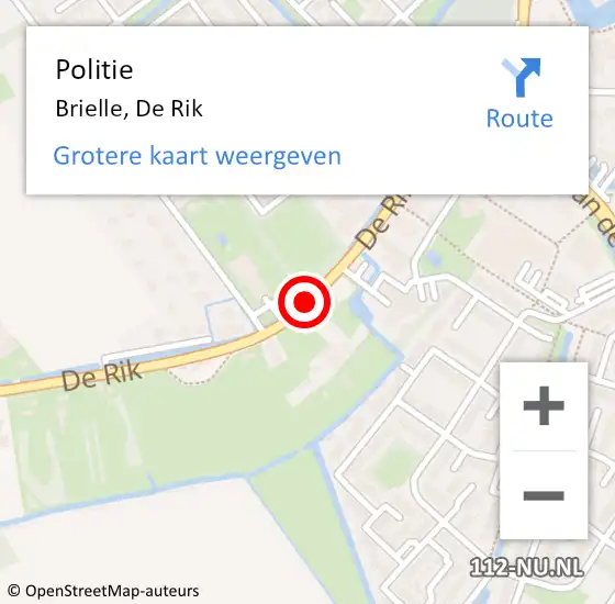 Locatie op kaart van de 112 melding: Politie Brielle, De Rik op 19 juli 2020 11:56