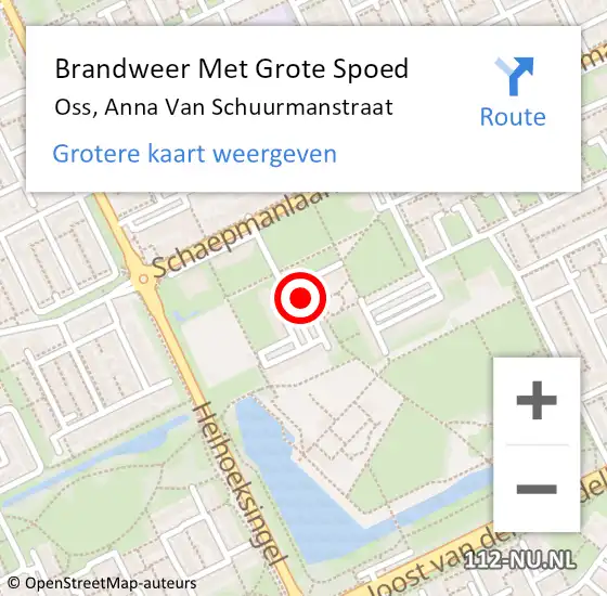 Locatie op kaart van de 112 melding: Brandweer Met Grote Spoed Naar Oss, Anna Van Schuurmanstraat op 19 juli 2020 13:34