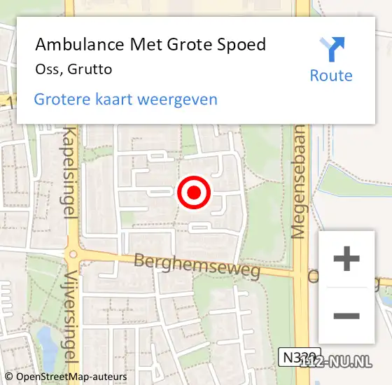 Locatie op kaart van de 112 melding: Ambulance Met Grote Spoed Naar Oss, Grutto op 19 juli 2020 14:25