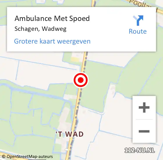 Locatie op kaart van de 112 melding: Ambulance Met Spoed Naar Schagen, Wadweg op 19 juli 2020 14:35