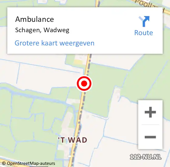 Locatie op kaart van de 112 melding: Ambulance Schagen, Wadweg op 19 juli 2020 14:35